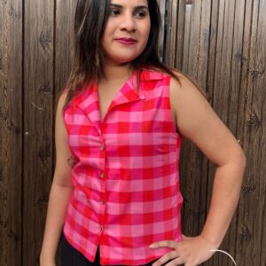 Tartan Notch Collar Sleeveless Top | Timeless Cotton Wear – SEAWATER