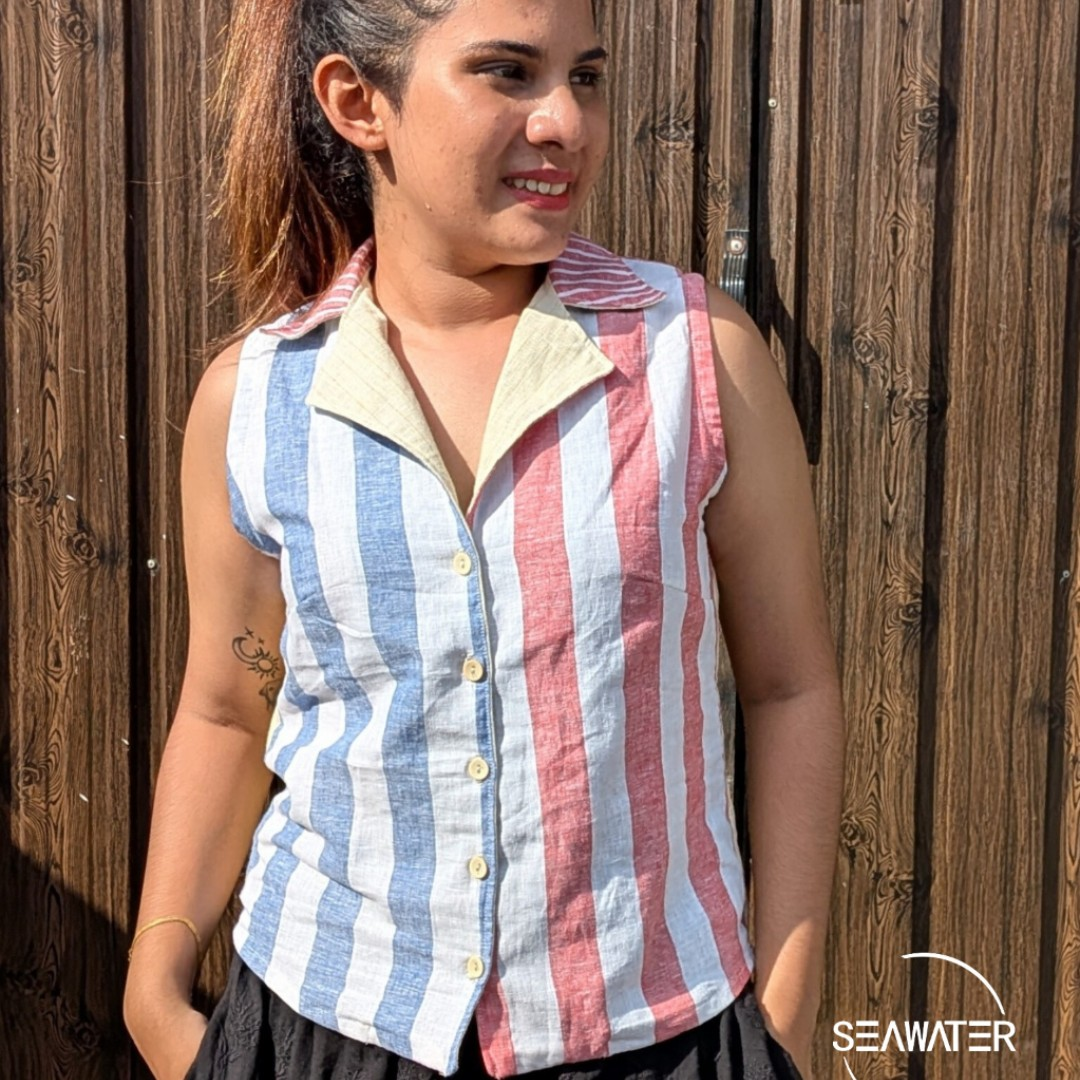Notch Collar Sleeveless Linen Top – Timeless Women’s Casual Summer Wear | SEAWATER