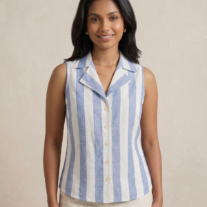 Notch Collar Sleeveless Linen Top – Timeless Women’s Casual Summer Wear | SEAWATER