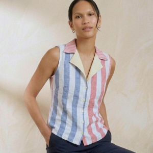 Notch Collar Sleeveless Linen Top – Timeless Women’s Casual Summer Wear | SEAWATER