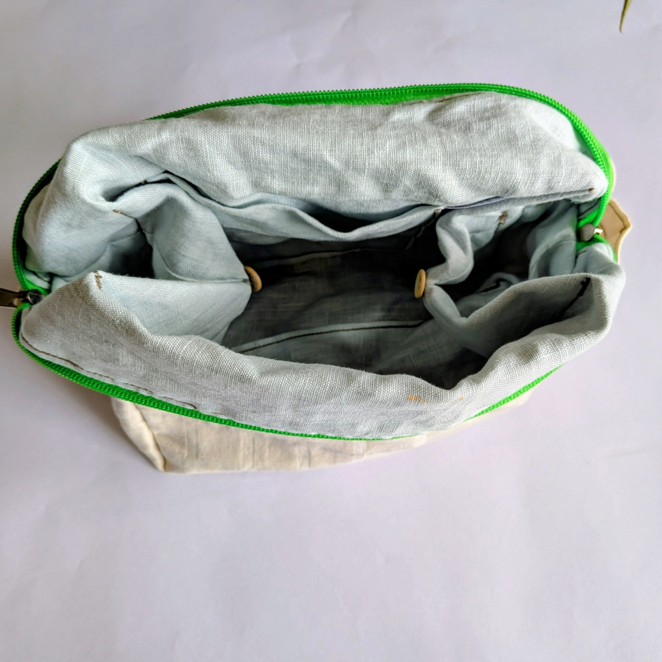 Handcrafted Essential Makeup Pouch | Sustainable Upcycled Cosmetic Bag | Boxy Travel Pouch Organizer - Image 7