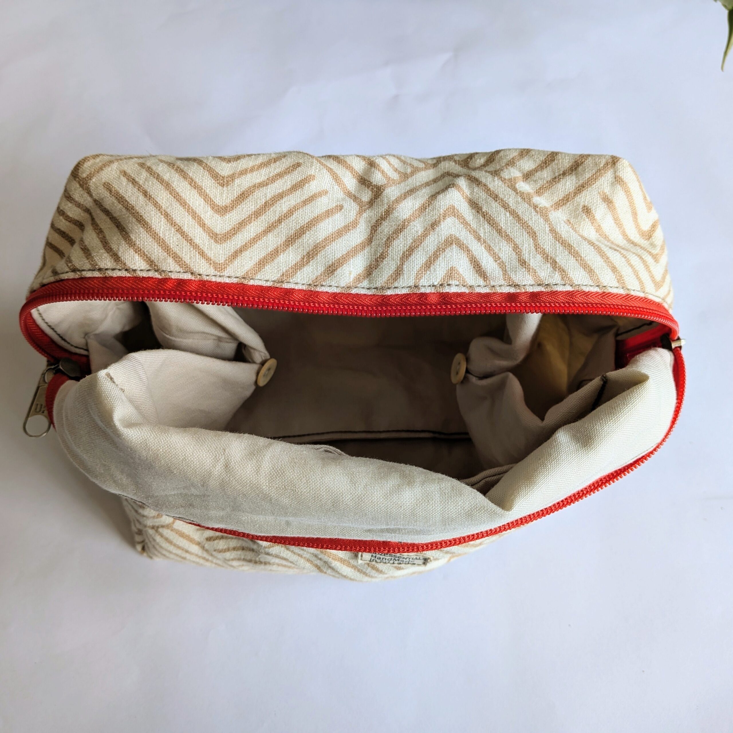 Handcrafted Essential Makeup Pouch | Sustainable Upcycled Cosmetic Bag | Boxy Travel Pouch Organizer - Image 5