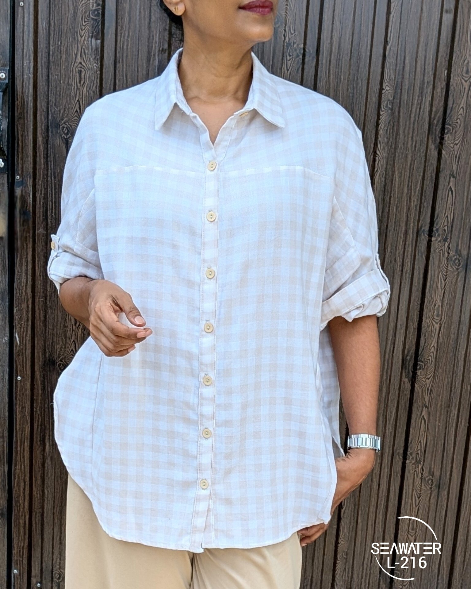 Gingham Oversized Detail Shirt - Image 2