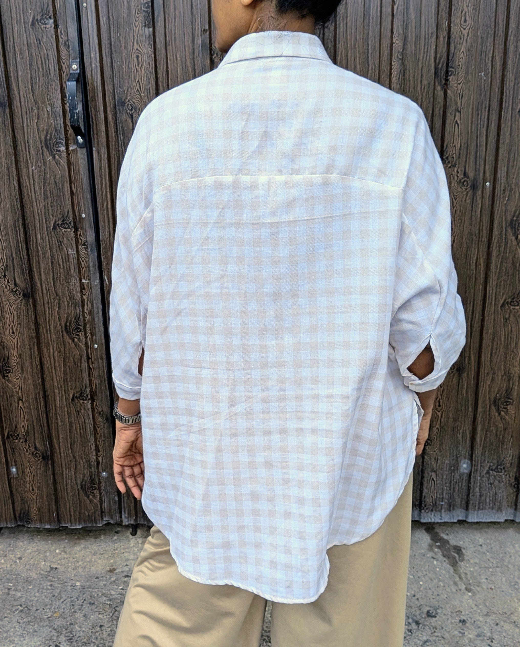 Gingham Oversized Detail Shirt - Image 3