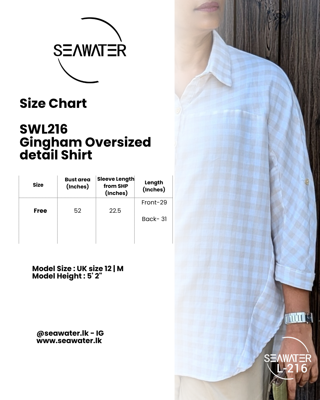 Gingham Oversized Detail Shirt - Image 4
